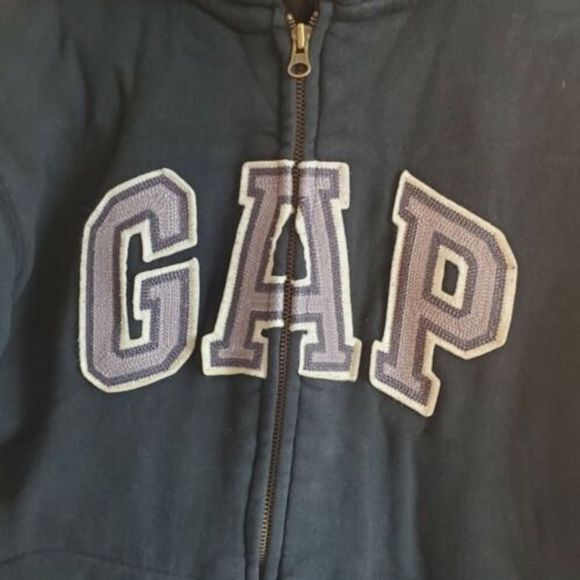 GAP Youth Size 2XL XXL Logo Zip Heavy Black Fur Hoodie - Picture 5 of 12